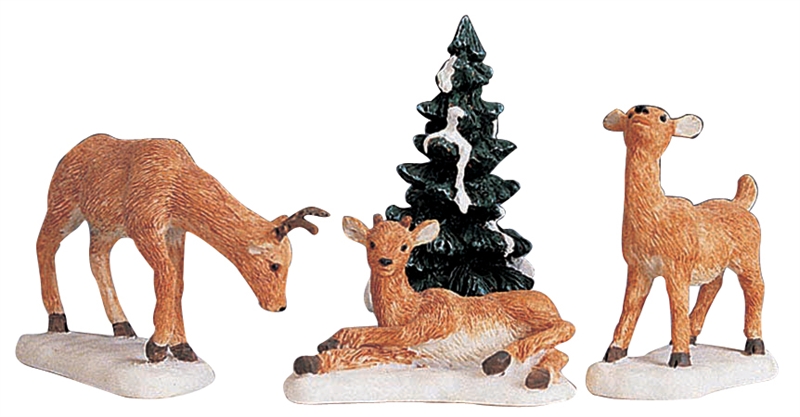 Dad And Fawns, Set Of 4 Lemax Village
