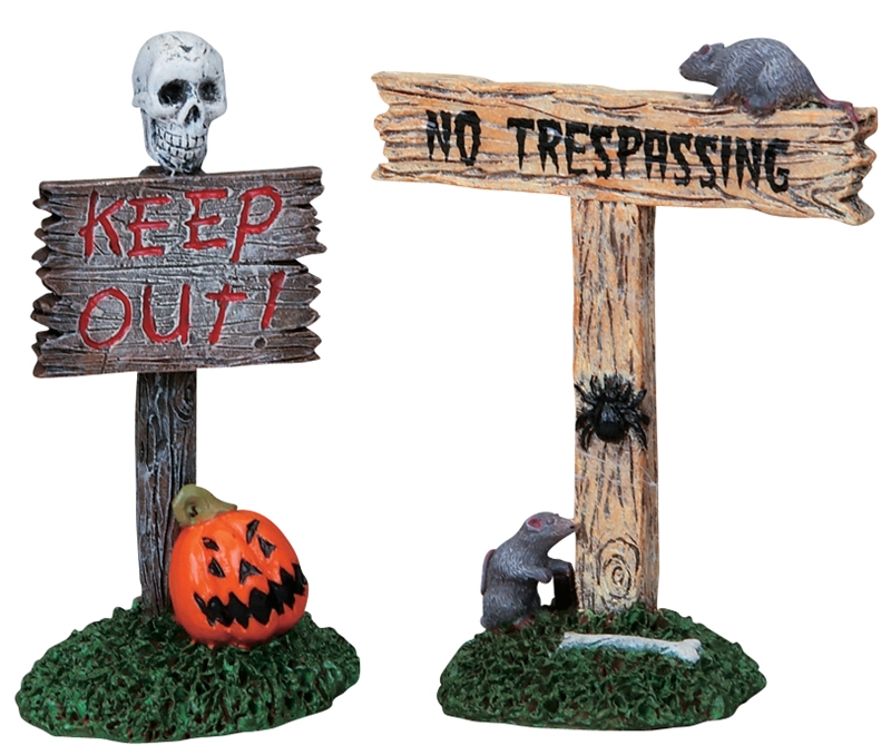 Scary Signs, Set Of 2 Lemax Village